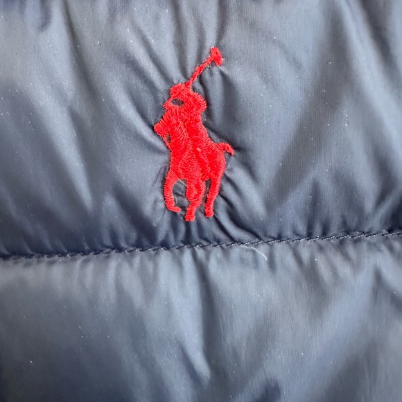 Ralph Lauren Navy Puffer Vest with Yellow Accents - Picture 2 of 9